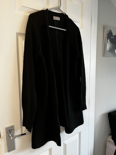 Ladies long black cardigan - ladies,