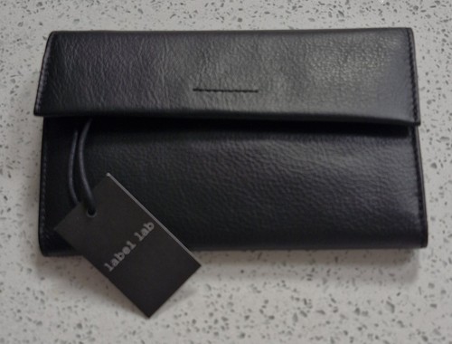 Label lab black leather purse - label,