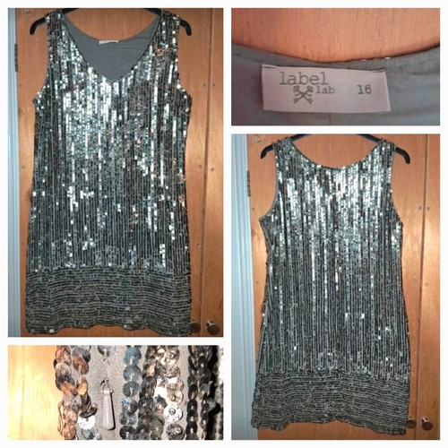 Label lab silver grey - label, sequin